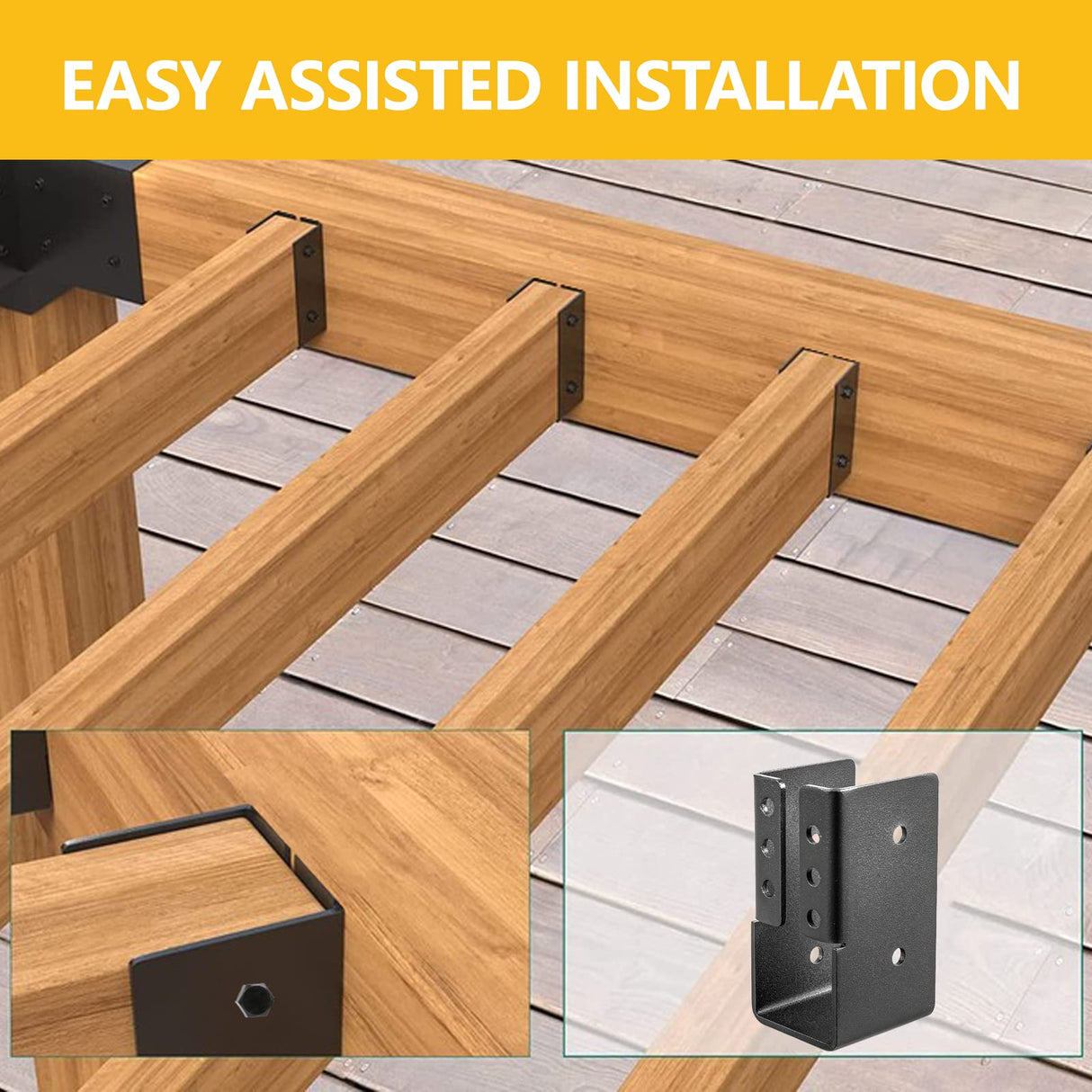 TROPTOLKY 12PCS Concealed Joist Hangers, Concealed Flange Light Joist Hanger for Wood Rail, 2”x 4” Q235 Steel Joist Brackets TROPTOLKY