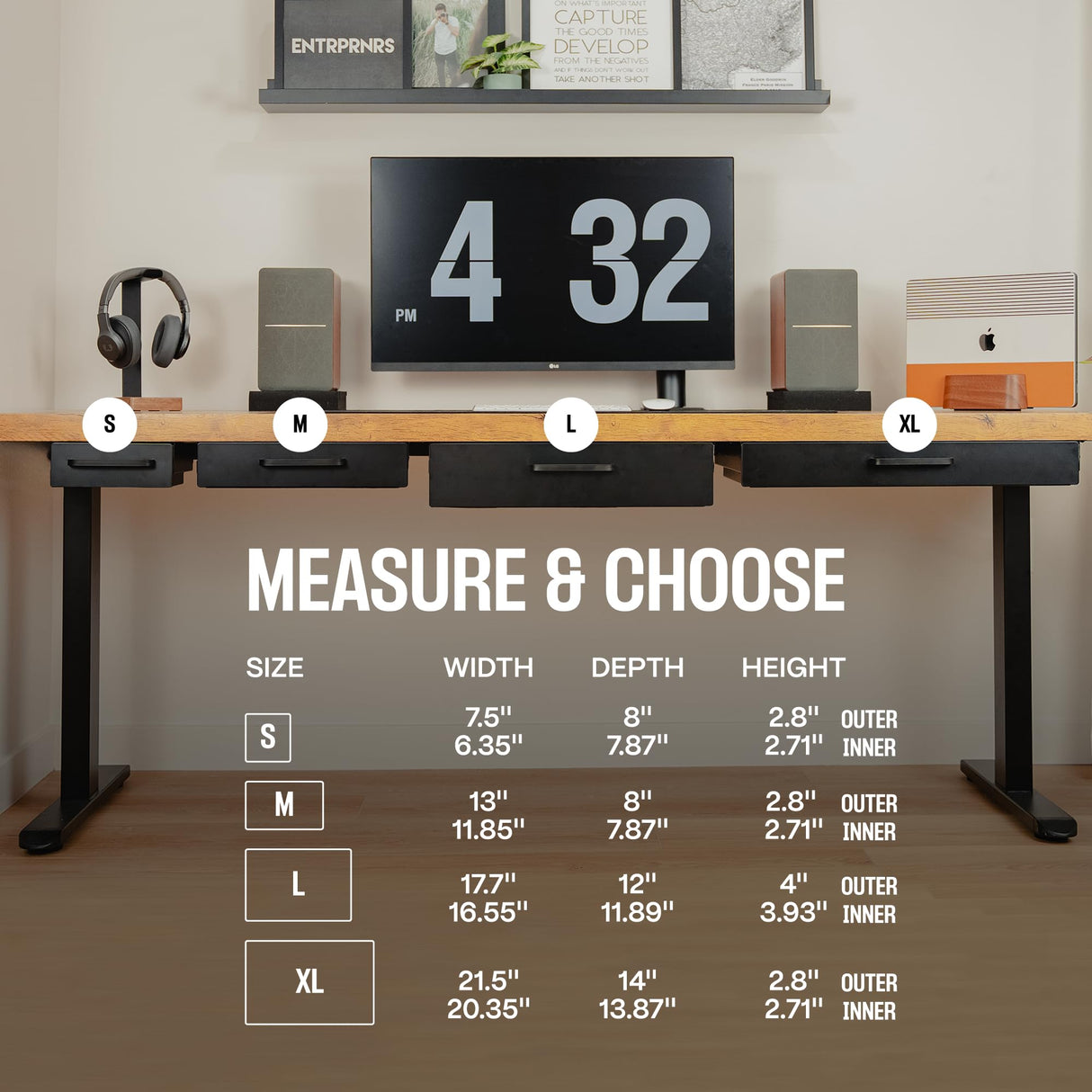 Under Desk Drawer For Desk, Standing Desk Drawer Attachment Under Desk Drawer Slide Out, Carbon Steel Office Drawers Under Desk Pull Out Undermount COREMINDED