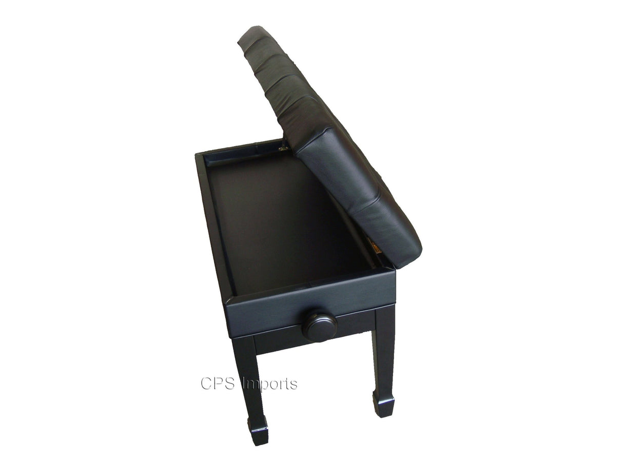 CPS Imports Genuine Leather Adjustable Artist Piano Bench Stool in Ebony with Music Storage CPS Imports