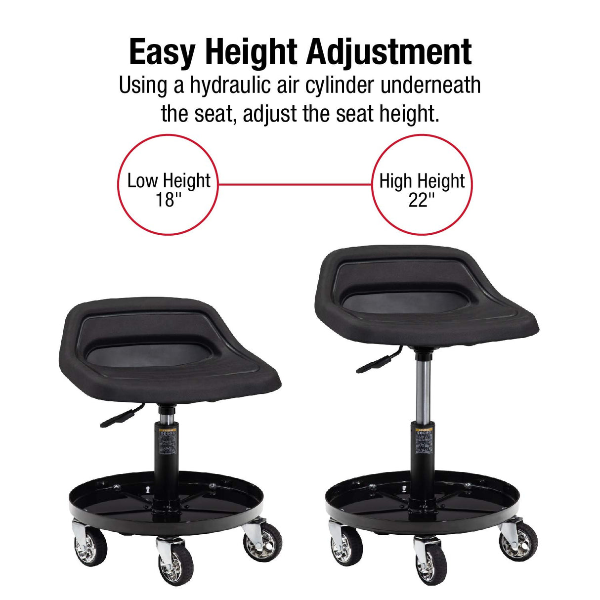 Sunex Tools 8514 300-Pound Capacity Telescoping Tractor Seat with Parts Tray and 3.5-Inch Heavy Duty Casters Sunex Tools