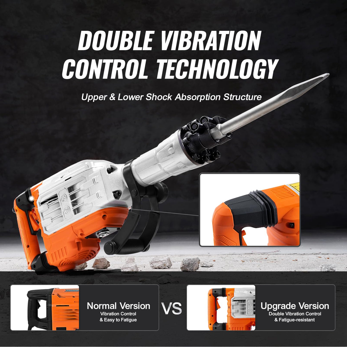VEVOR Demolition Jack Hammer, MAX 3500W Jack Hammer Concrete Breaker, 1900 BPM Heavy Duty Electric Jack Hammer, 2pcs Chisel with Gloves & 360°C VEVOR