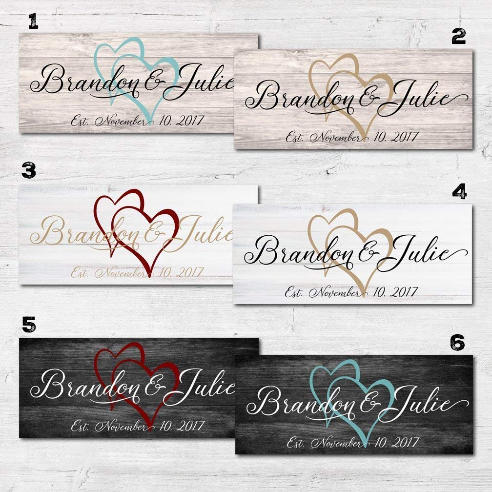 Family Established Wood Sign Personalized Wedding or Anniversary Gift Script & Style
