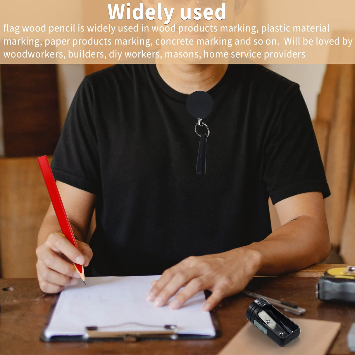 Rcybeo Carpenter Pencils 24pcs Construction Pencil 7 Inches Flat Black Carpenter Pencil with Pencil Sharpener Retractable Carpenter Pencil Holders Rcybeo