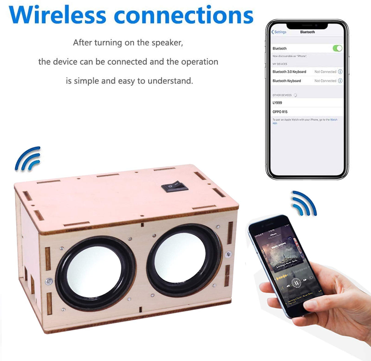 CYOEST DIY Bluetooth Speaker Box Kit Electronic Sound Amplifier - Build Your Own Portable Wood Case Bluetooth Speaker Sound - Science Experiment and CYOEST