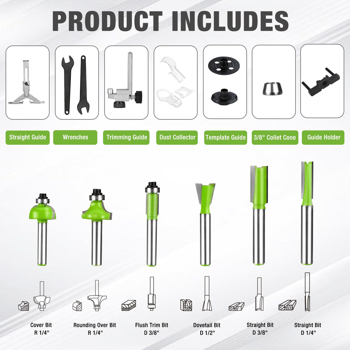 WORKPRO Compact Router Combo Kit, 6.5 Amp Compact Router Fixed Base & Plunge Router for Woodworking Slotting Trimming, 6 Variable Speeds to 32000 RPM WORKPRO