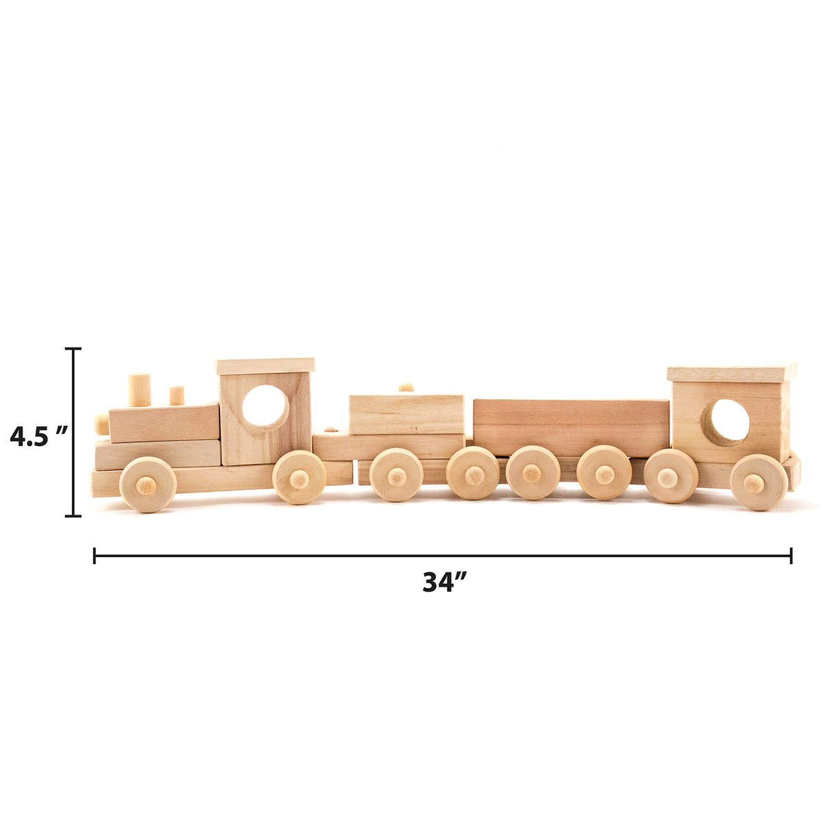 Made By Me Build & Paint Your Own Wooden Train, DIY Wood Trains Craft, Easy To Assemble & Paint 4 Train Cars, Great Car Party or Weekend Activity Made By Me