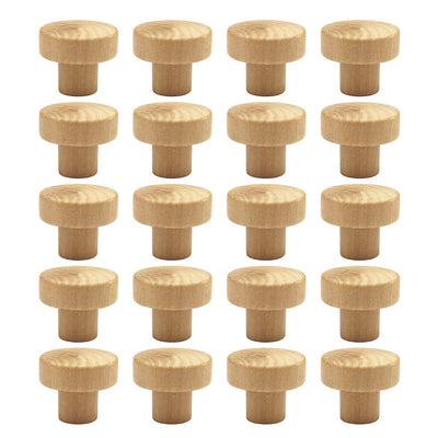 WEICHUAN 20PCS Round Unfinished Wood Cabinet Furniture Drawer Knobs Pulls Handles (Diameter: 3.6cm Height: 3cm)