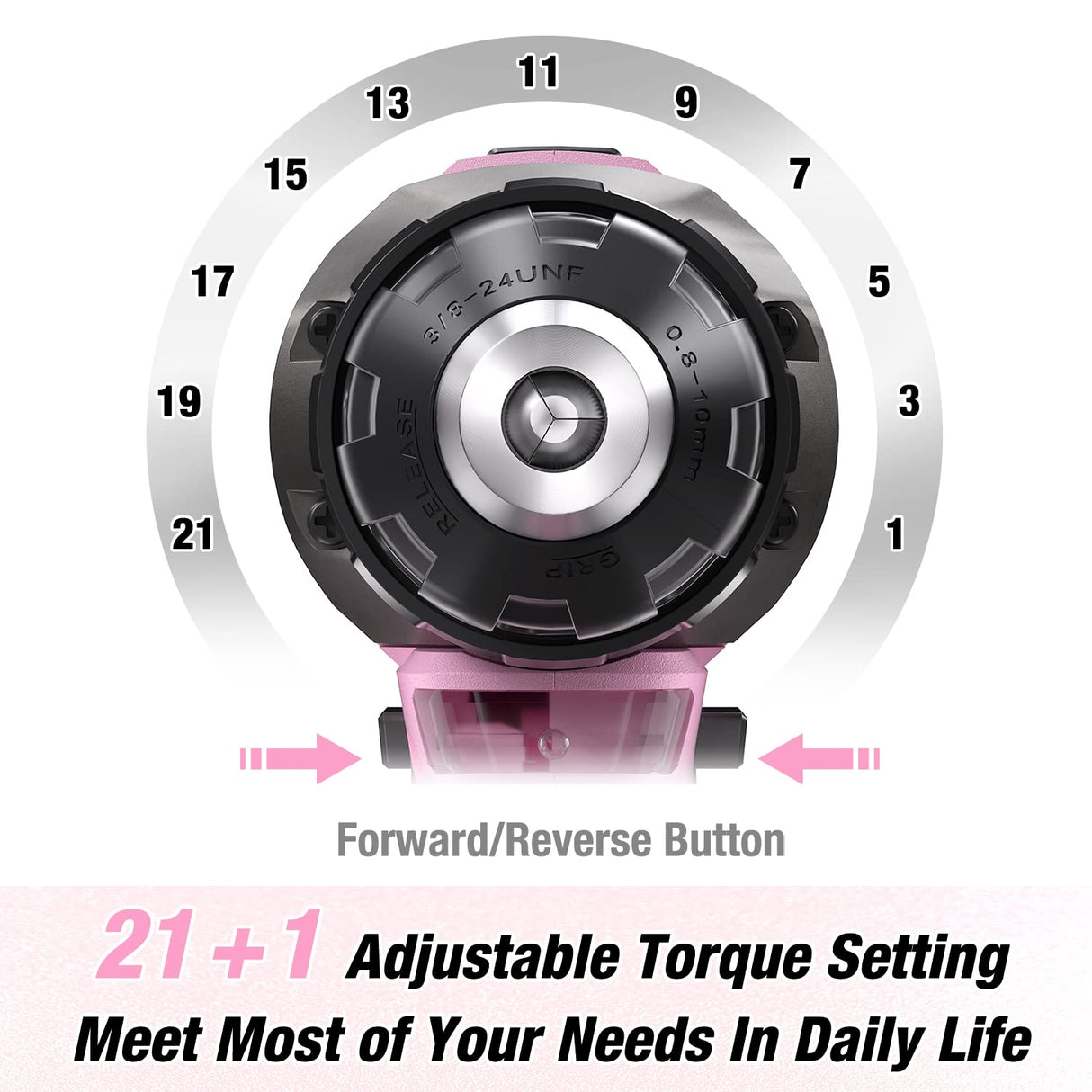 WORKPRO Pink Cordless 20V Lithium-ion Drill Driver Set, 1 Battery, Charger and Storage Bag Included - Pink Ribbon WORKPRO