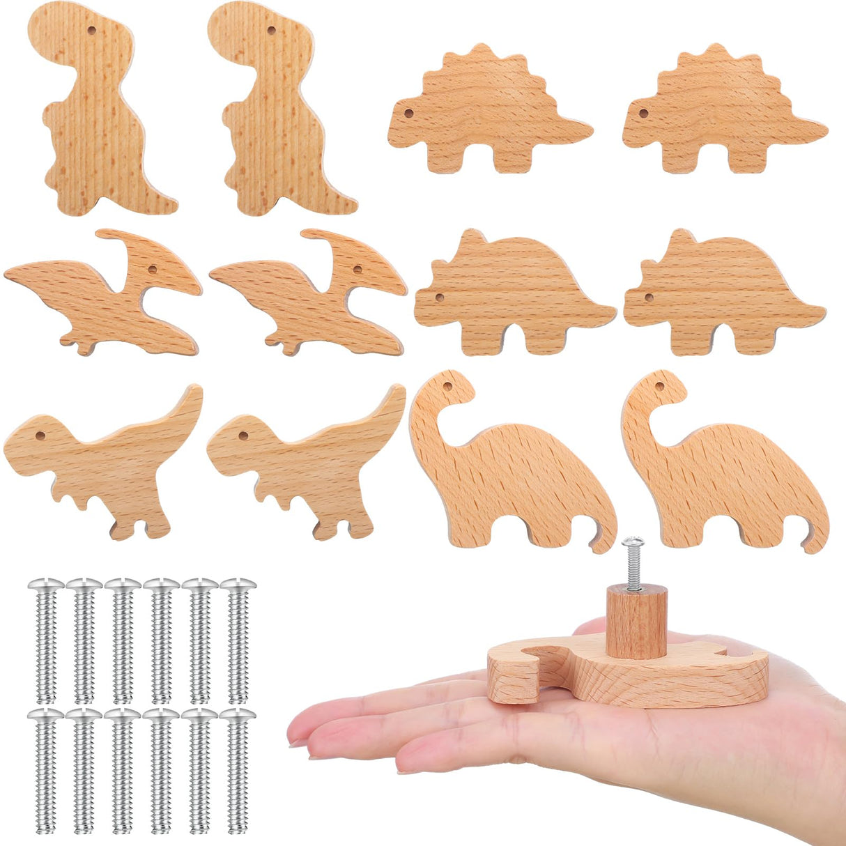 Qunclay Wooden Animal Cabinet Knobs Decorative Wood Dresser Knobs with Screws Dresser Pulls Wood Marine Woodland Animals Knobs Furniture Knobs Qunclay