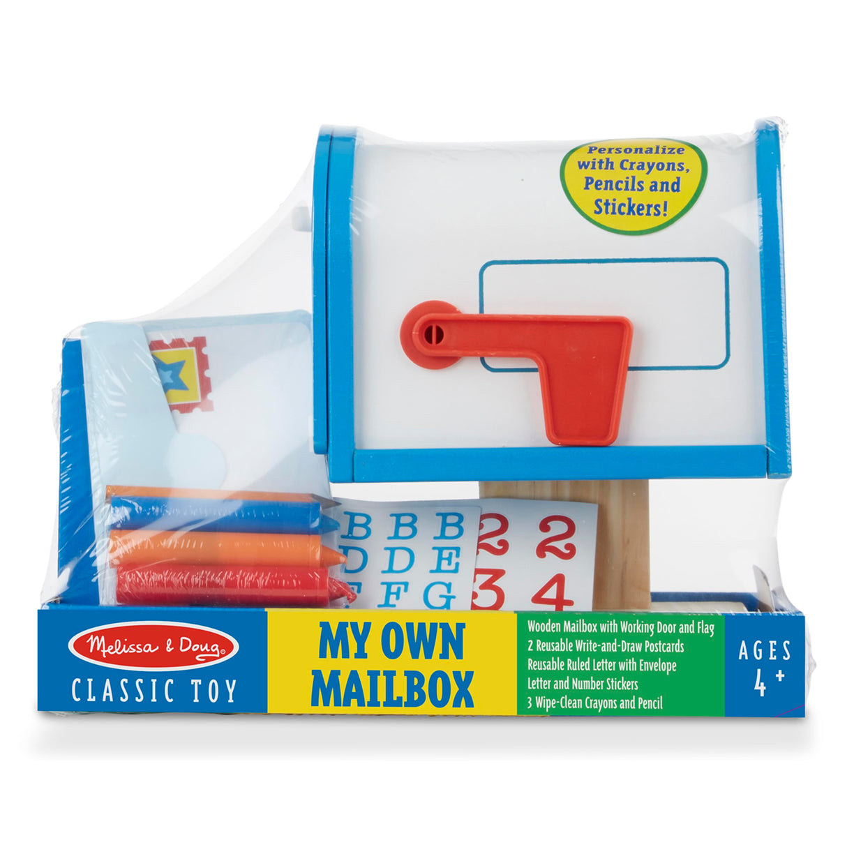 Melissa & Doug My Own Wooden Mailbox Activity Set and Educational Toy With Reusable Letters And Post Cards, Pretend Play Mailbox For Preschoolers And Melissa & Doug