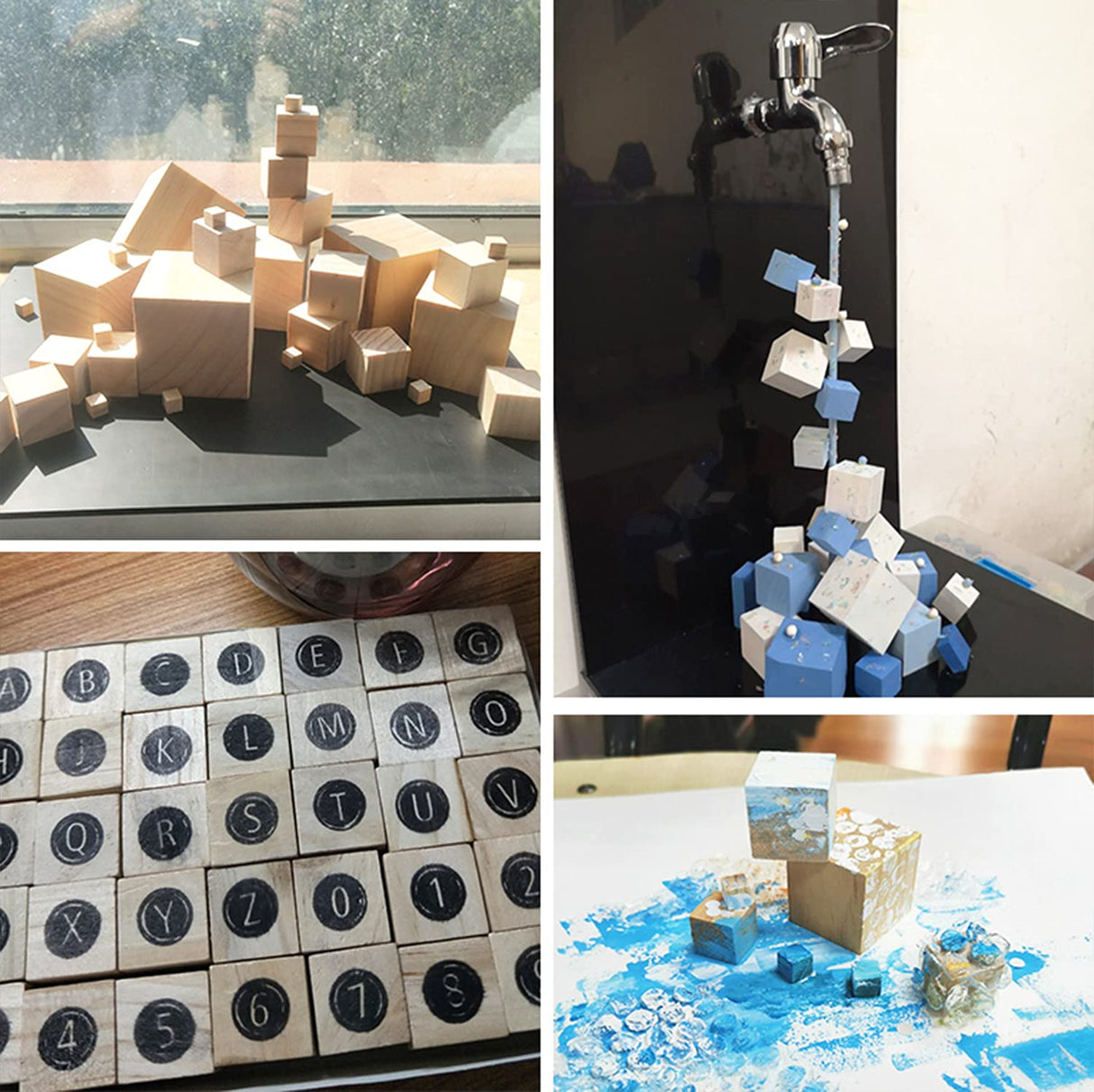 Tosnail 150 Pack 1 Inches Unfinished Wooden Cubes Wooden Blocks - Great for Crafts Making Tosnail