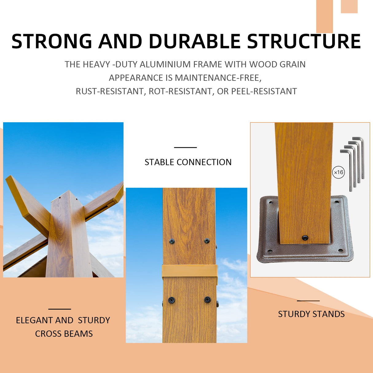 Domi 10' x 13' Outdoor Retractable Pergola, Gazebo Modern Grape Trellis Pergola with Sun Shade Canopy, Patio Aluminum Shelter for Garden Porch Beach domi outdoor living