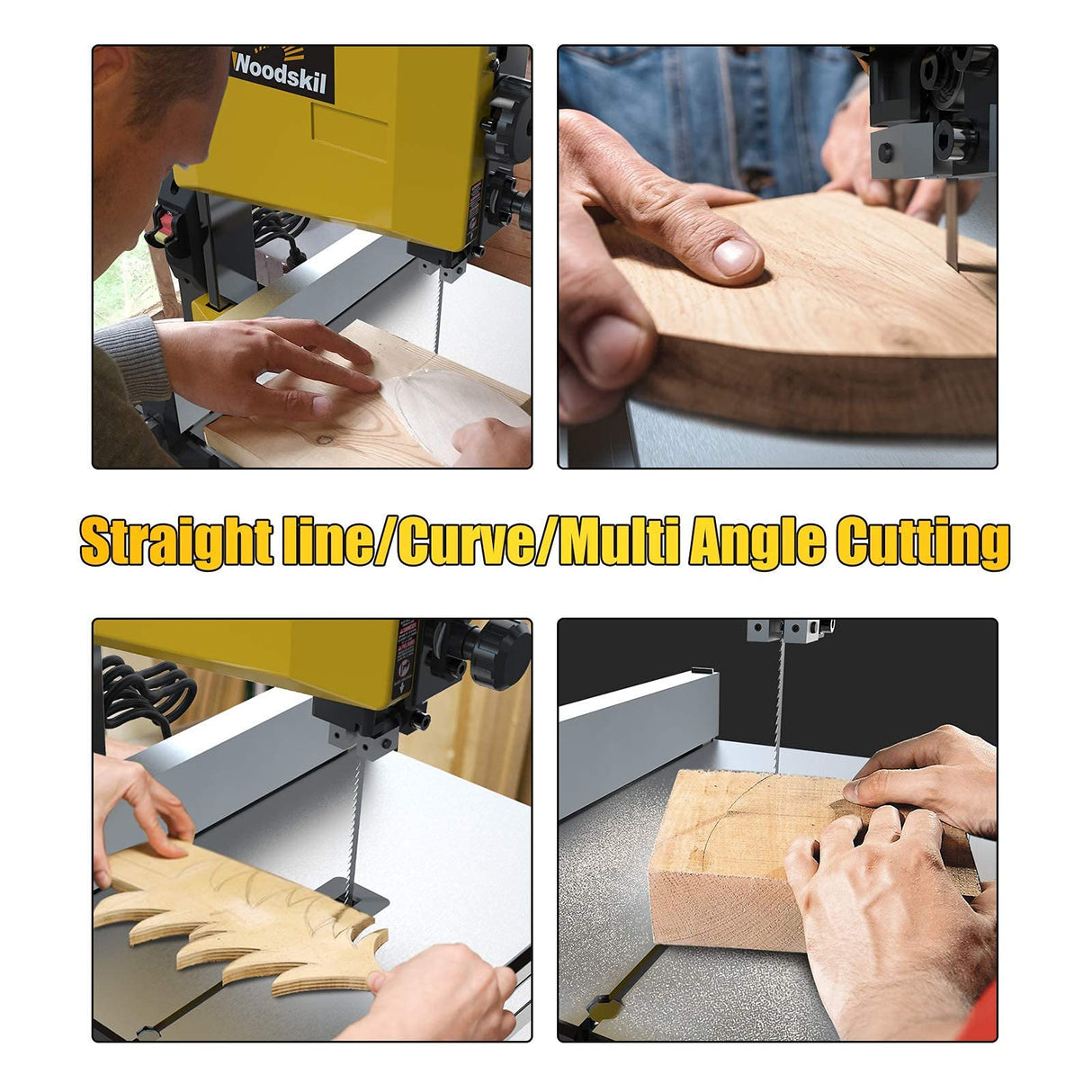 Woodskil 3A 9-Inch Band Saw,2500FPM & 1720RPM Low Noise Induction Motor Bandsaw Anti-Shake with Steel Base and Cast Aluminum Table,Removable Safety Woodskil