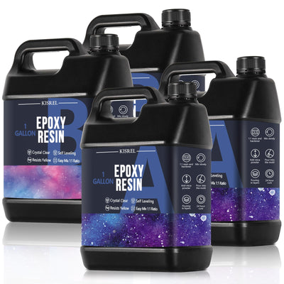 KISREL Epoxy Resin 4Gallon - Crystal Clear Epoxy Resin Kit - No Yellowing No Bubble Art Resin Casting Resin for Art Crafts, Jewelry Making, Wood &