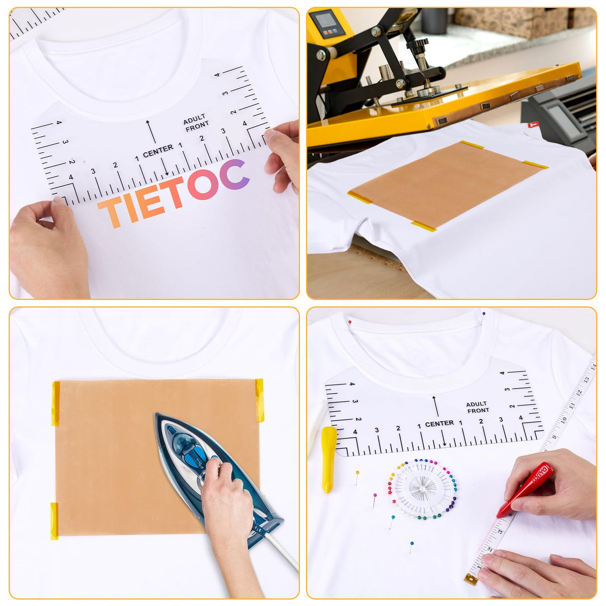 18Pcs Sublimation Accessories, Tshirt Ruler Guide Vinyl Alignment Tool, Heat Press Accessories, Teflon Sheet Non Stick 16x20", Heat Resistant Tape tietoc