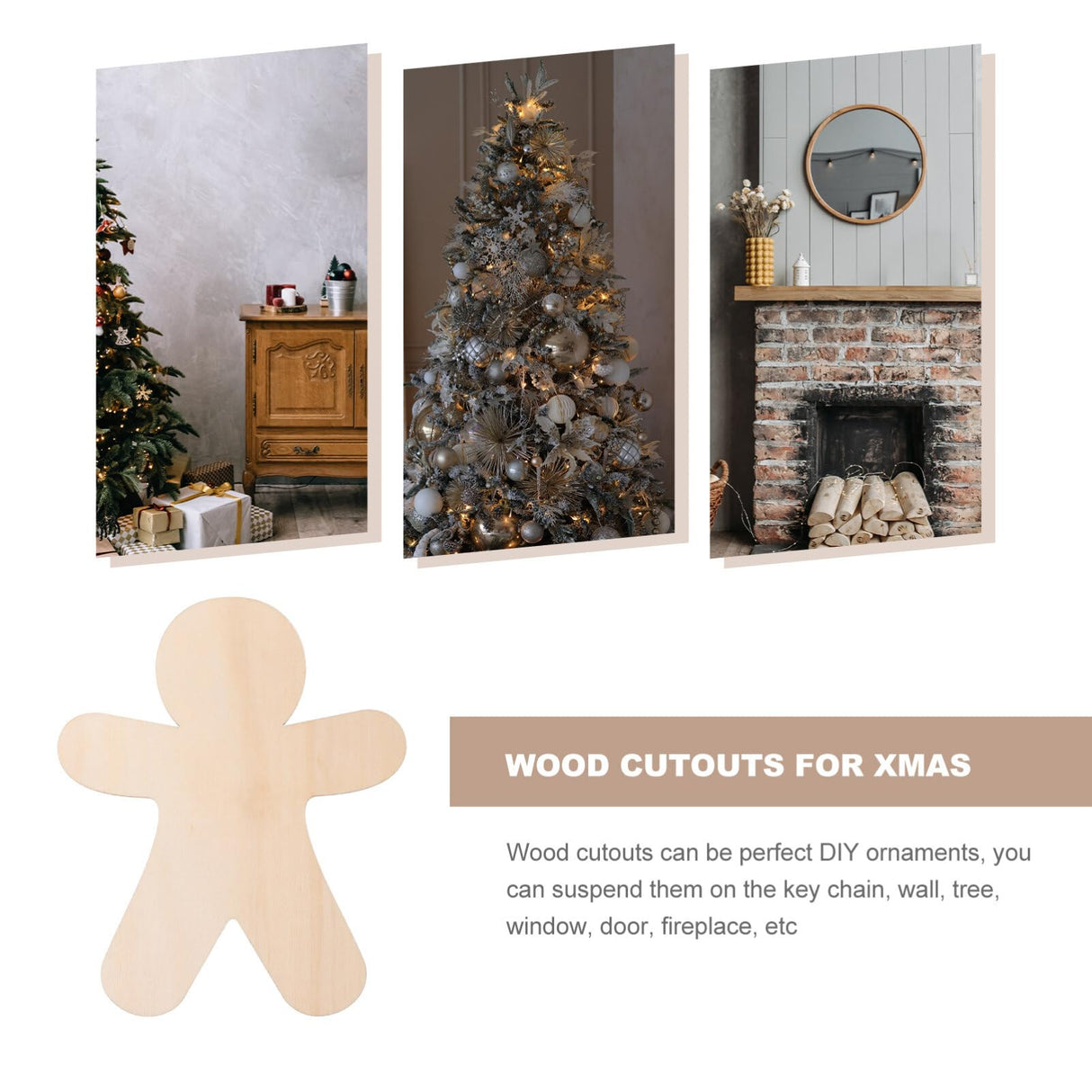 NOLITOY Wooden Gingerbread Men for Crafts, 10pcs Gingerbread Christmas Wooden Ornaments Unfinished Blank Gingerbread Man Shape Cutouts for Christmas NOLITOY