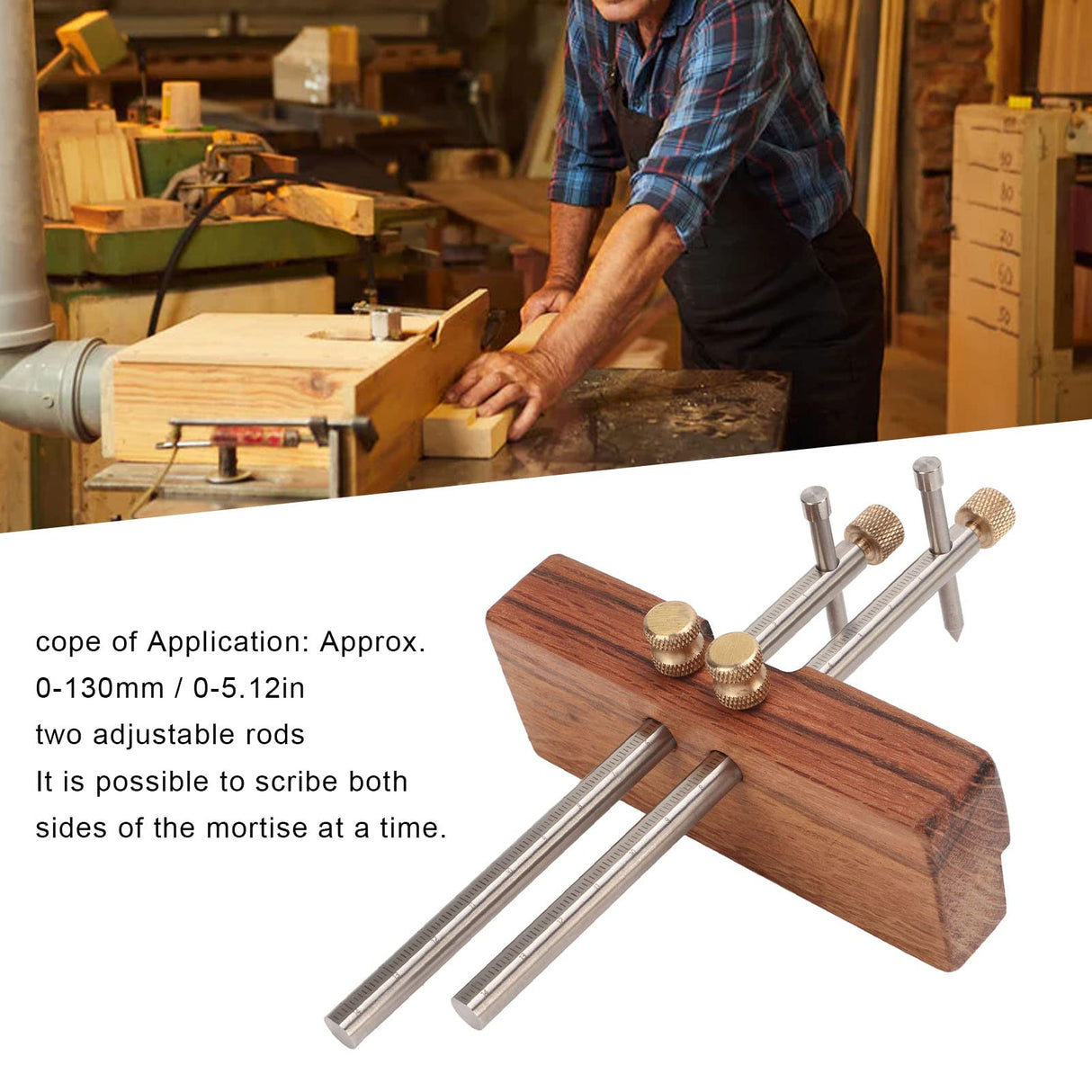 Dioche Adjustable Mortise Gauge, Woodworking Marking Gauge, Dual Rod Draw Line Stainless Steel Mortise Gauge for Metal Wood Ceramic Tile, Approx Dioche