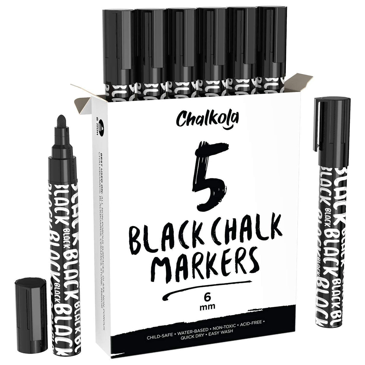 Chalk Artist Bundle- 5 White + 5 Black Chalk Markers Chalkola