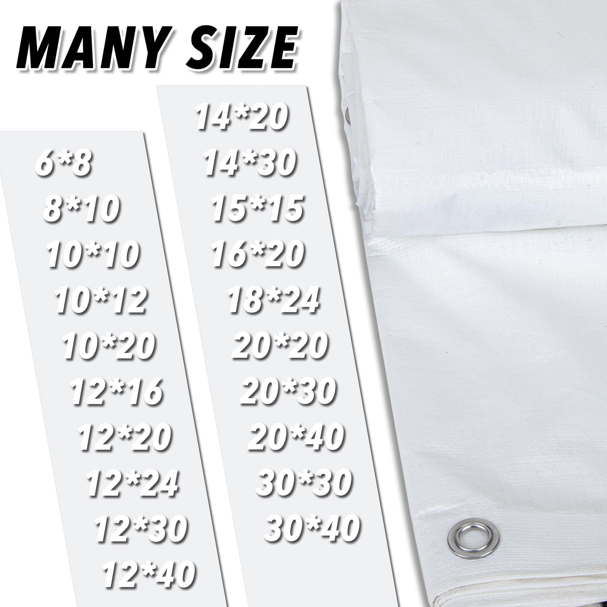 CARTMAN Finished Size 12x20 Feet 10 Mil White Heavy Duty Poly Tarp, Multipurpose Protective Cover, UV Resistant, Waterproof Poly Tarpaulin with CARTMAN