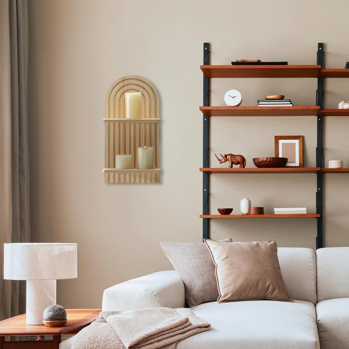 Boho Wooden Rainbow Wall Shelves - 2-Piece Set for Stylish Nursery & Home Decor Tatuo