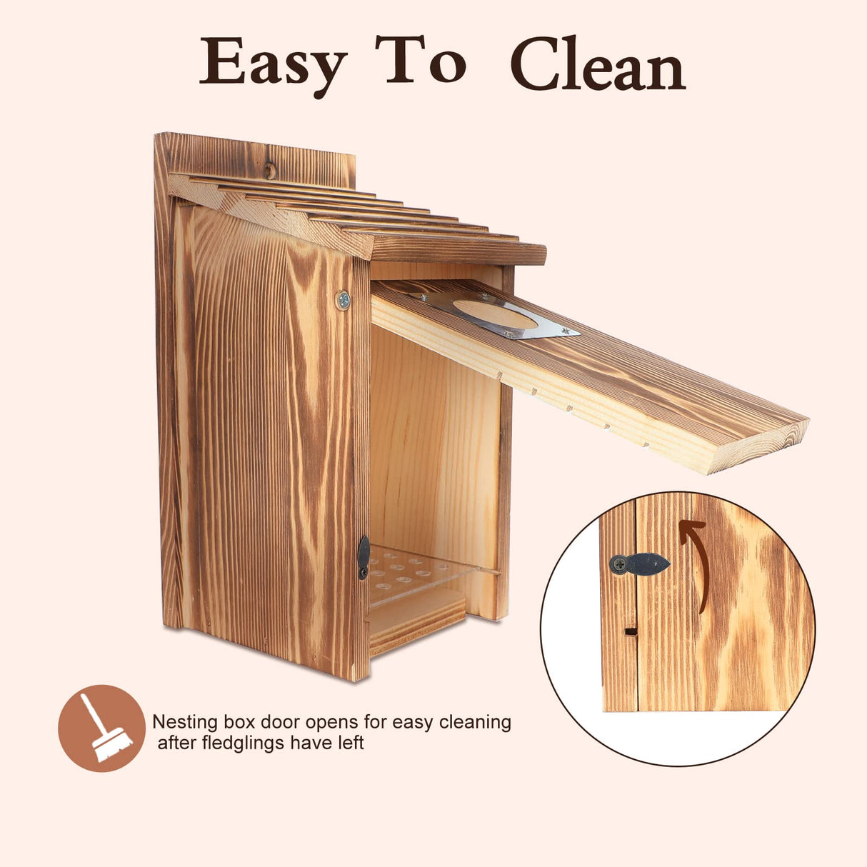 Bird Houses for Outside with Metal Predator Guard for Bluebird Wren Swallow Finch, Carbonized Wooden Nesting Boxes for Outdoor, Sturdy Bird UUMENHA