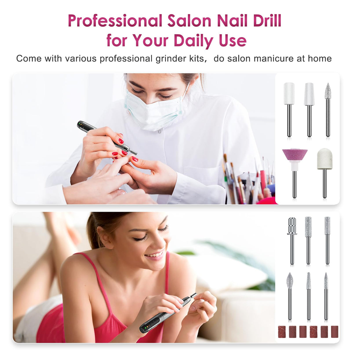 COSLUS Cordless Nail Drill Electric File: Professional for Acrylic Gel Dip Powder Nails Portable Nail Drill Machine Kit for Manicure Pedicure Nail COSLUS