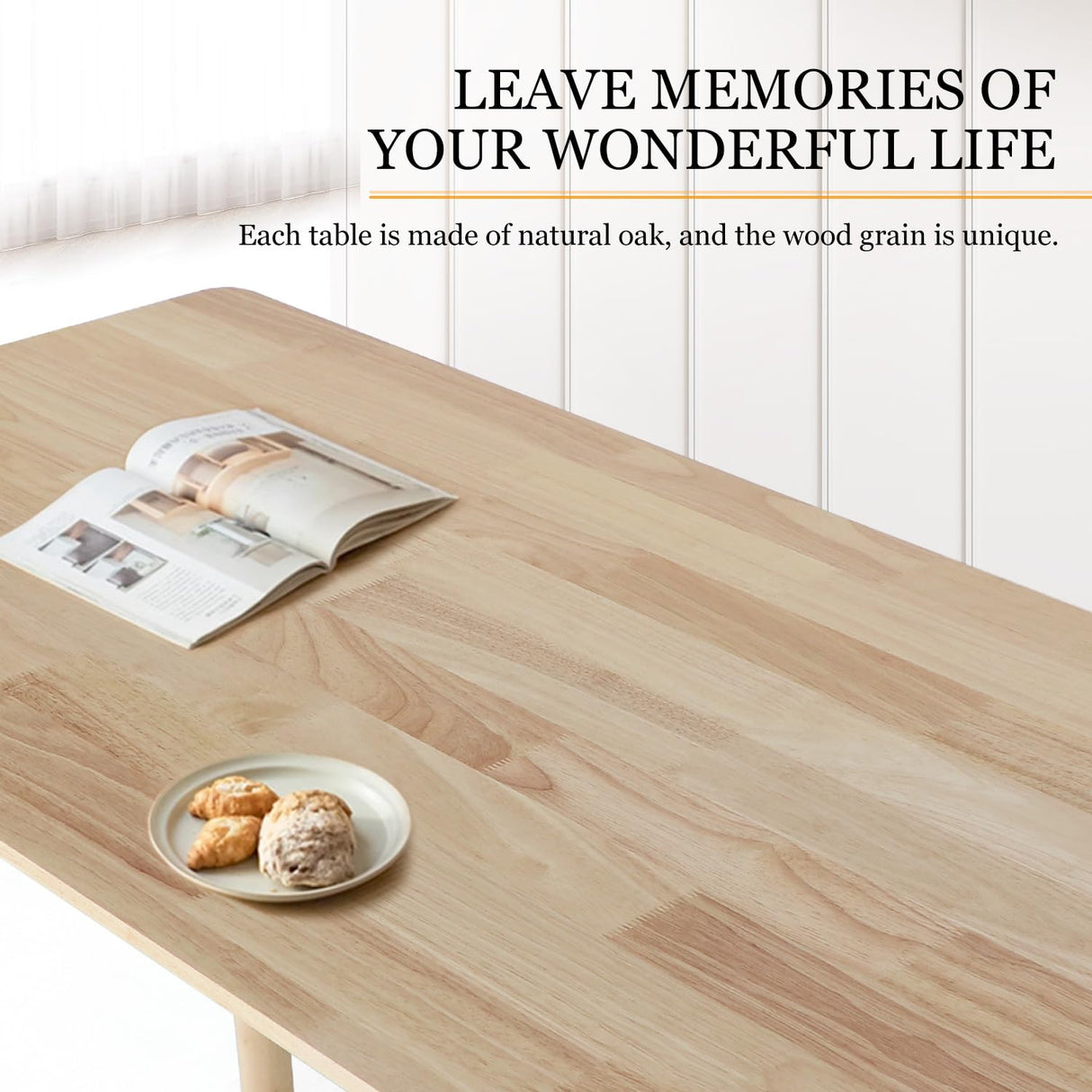 Ironalita Solid Wood Dining Table Small Rectangle Kitchen Table for Small Spaces, 47" Mid Century Modern Natural Wooden Dinning Tables, Solid Wood Ironalita