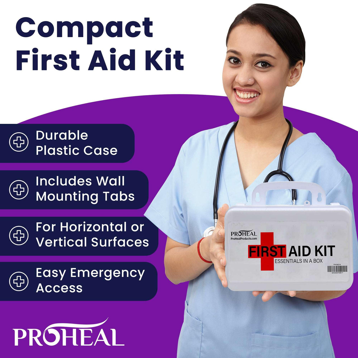 OSHA Compliant First Aid Kit - 10 Person, Type III, ANSI Class A Emergency Kit for Truck, Car, Construction Site - 71 Essential First Aid Supplies ProHeal