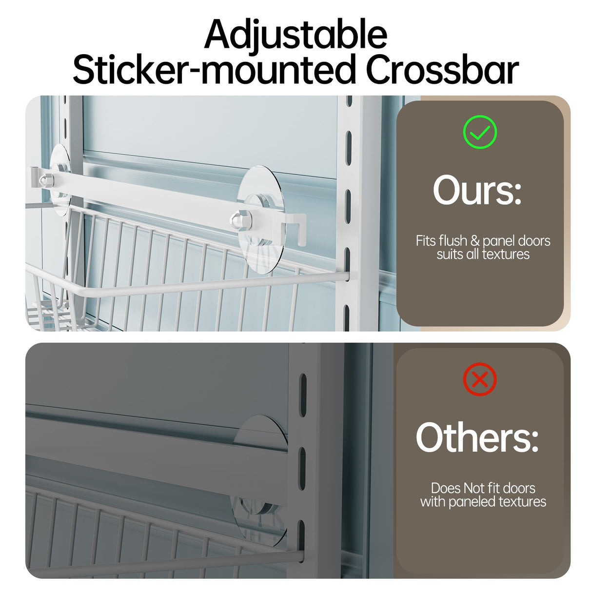 Delamu Pantry Door Organizer, Adjustable Metal Over the Door Pantry Organizer Rack, 6-Tier Over the Door Spice Rack, Kitchen Pantry Door Organizers Delamu