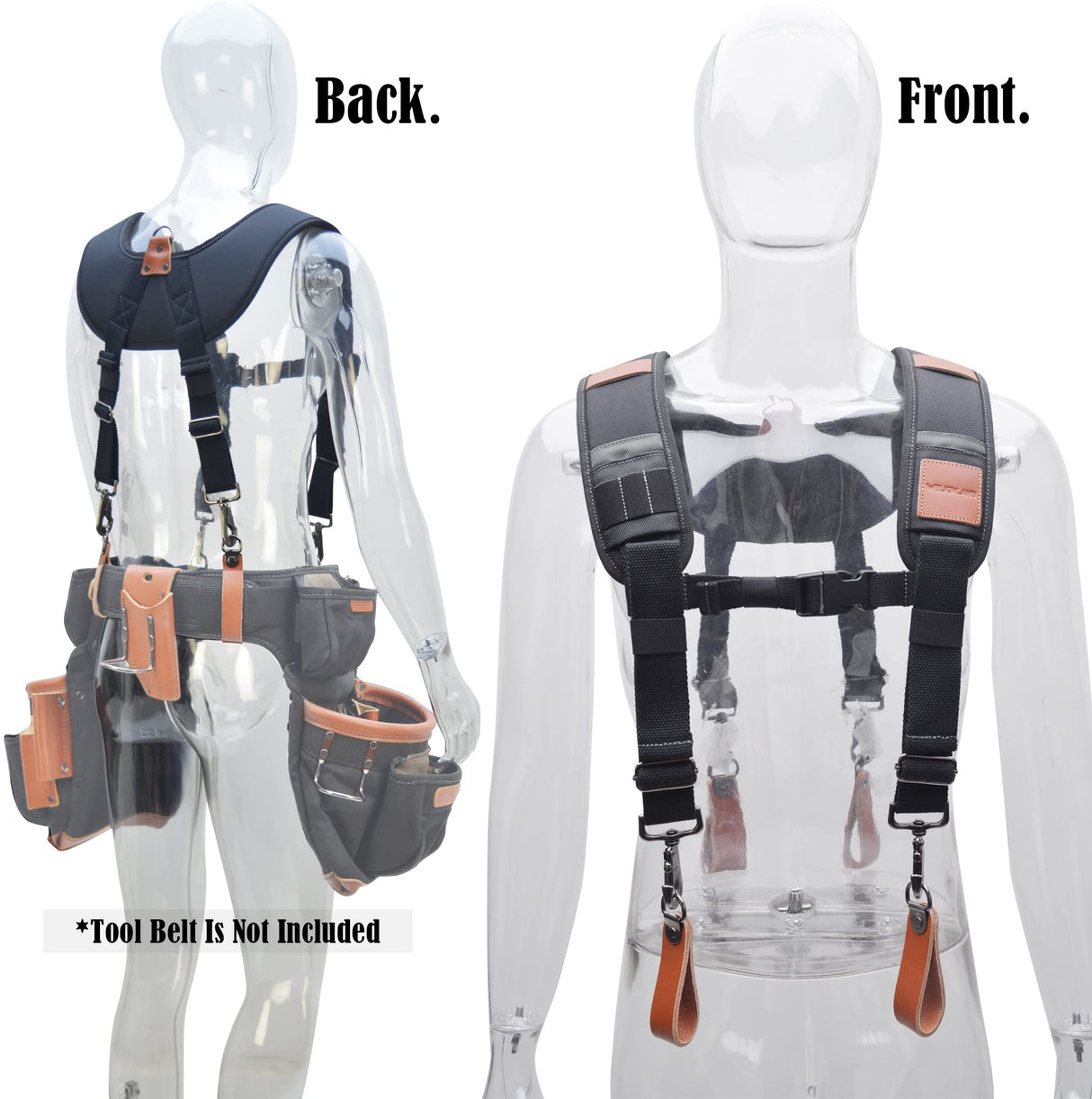 WELKINLAND Heavy-Duty leather tool belt suspenders, Leather tool bag suspenders, Carpenter suspenders, Construction tool belt for men WELKINLAND