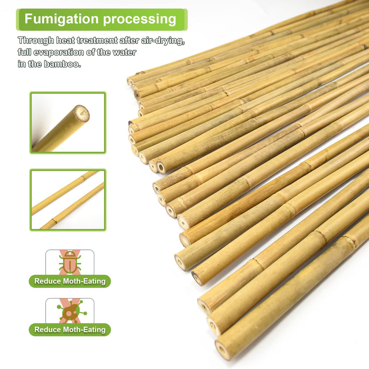 Jollybower 15pcs 3/4" D Thicker Heavy Duty Bamboo Stakes, 7FT Plant Stakes, Natural Garden Stakes for Tomato, Bean, Flowers,Trees Potted and Climbing Jollybower