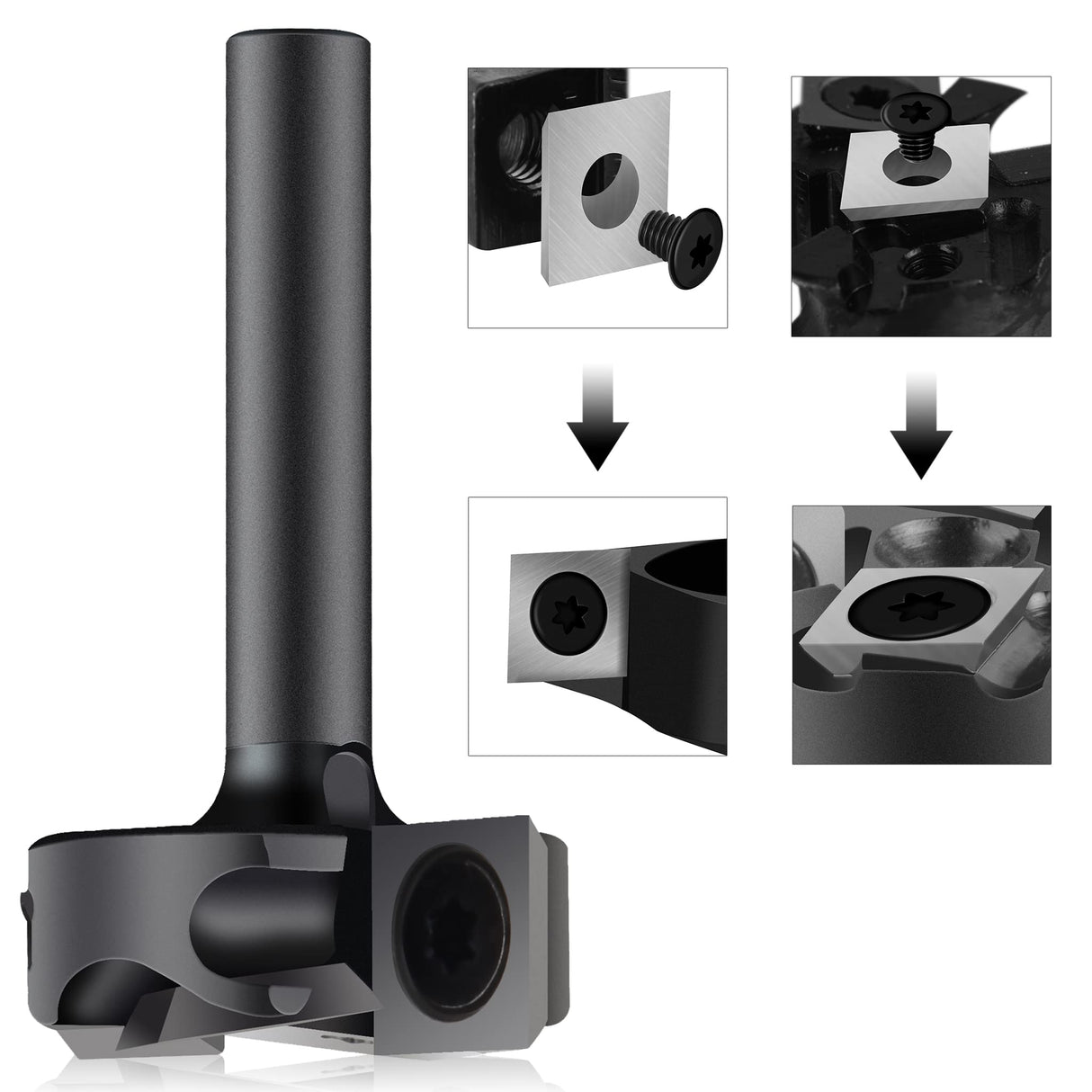 SpeTool CNC Spoilborad Surfaing Router Bit 1" Cutting Diameter 2+2 Flute with 1/4" Shank Router Planning Dado Cleaning Planer Bit SpeTool