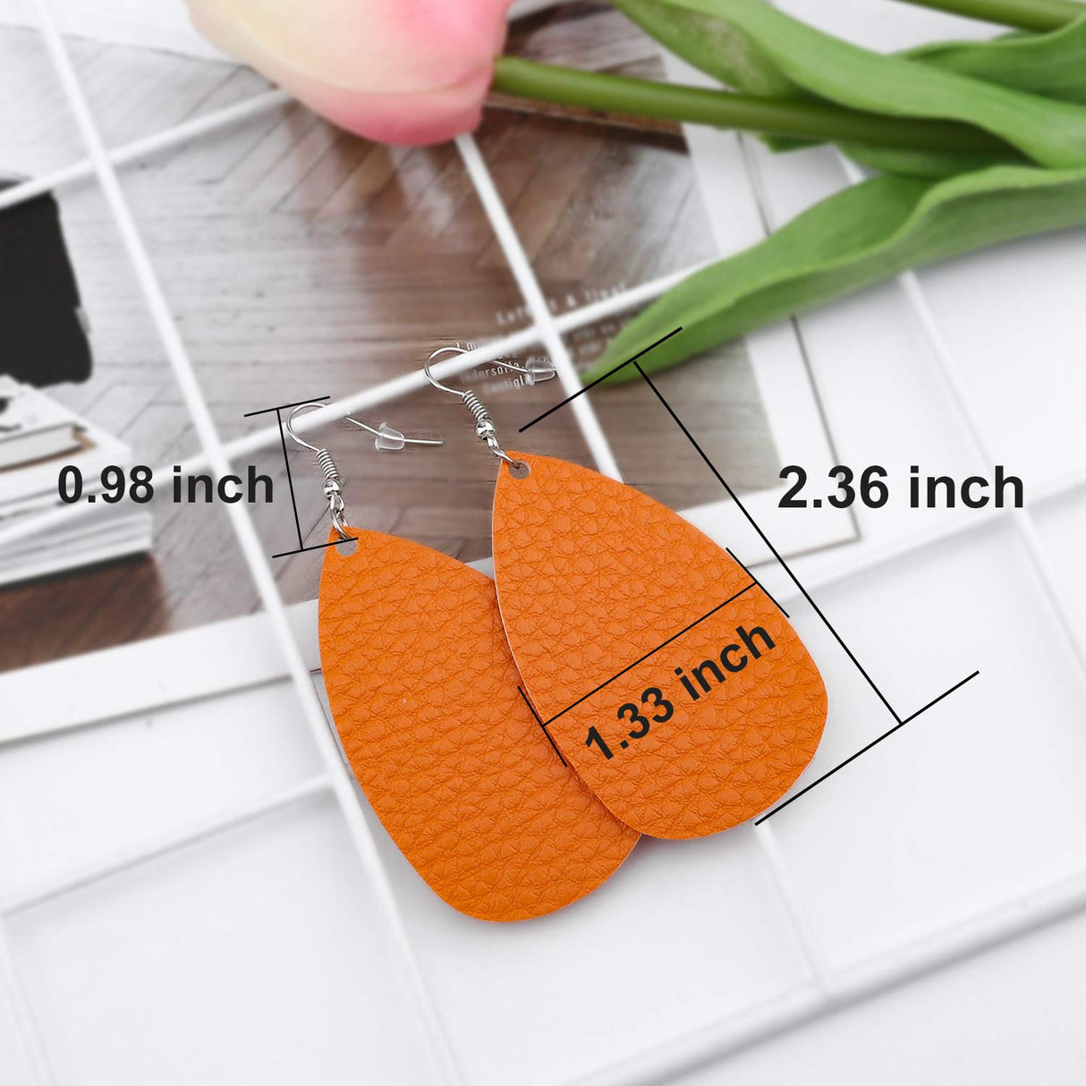 30 Pairs of Teardrop Double-sided Leather Earrings with 30 Color for Women Girls Jewelry Fashion and Valentine Birthday Party Gift AROIC