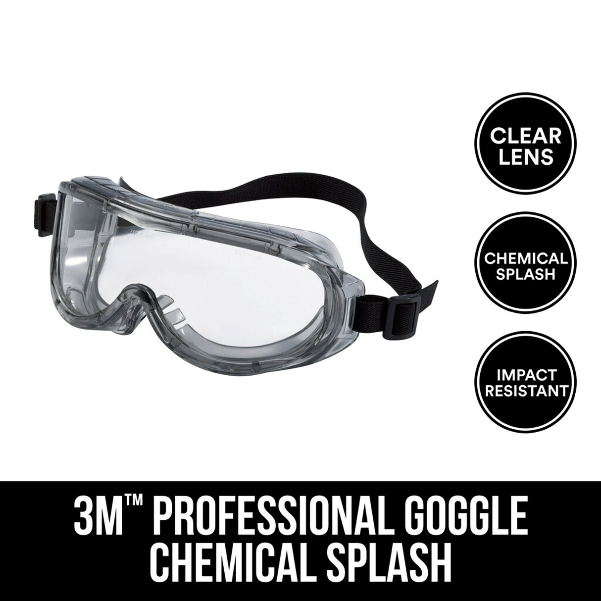 3M 91264-80025 Chemical Splash/Impact Goggle, 1-Pack 3M
