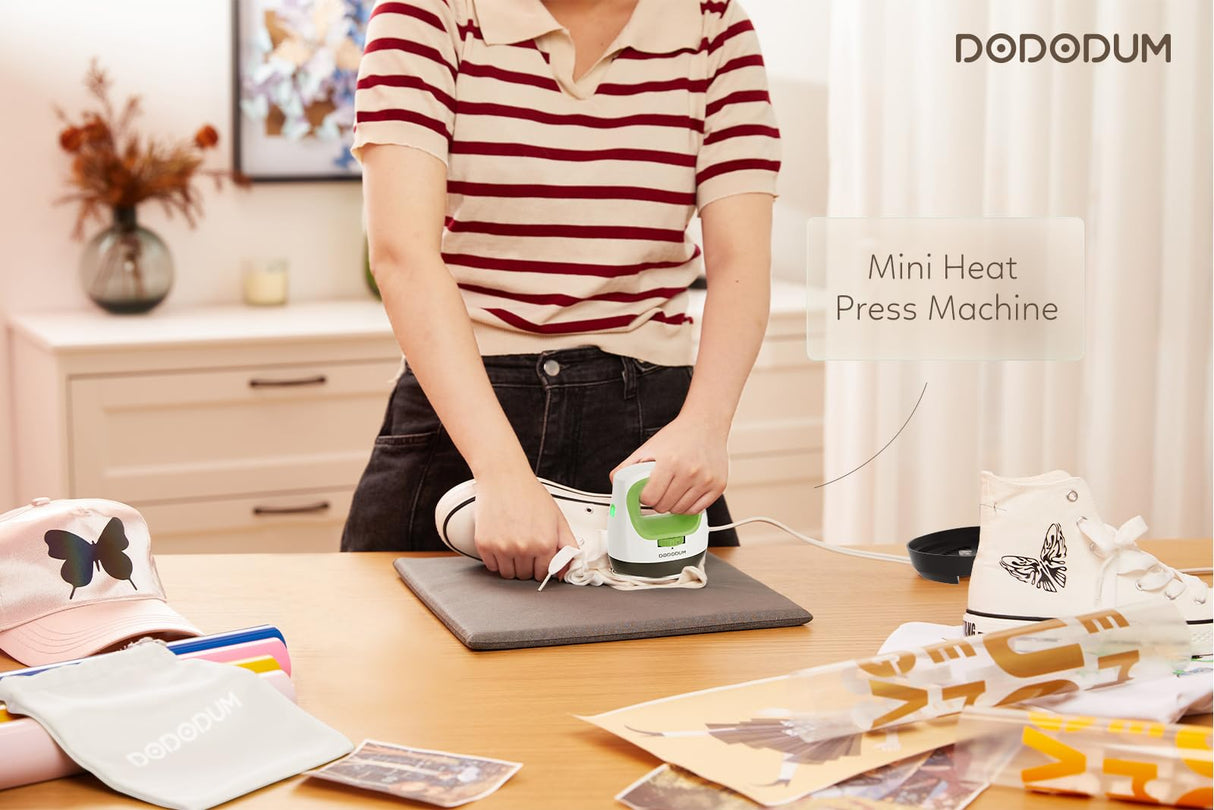 DODODUM Heat Press Small Heat Press Machine for T Shirts Shoes Hats Small HTV Iron-on Vinyl Projects Easy to Use Portable Iron Press for Heating dododum