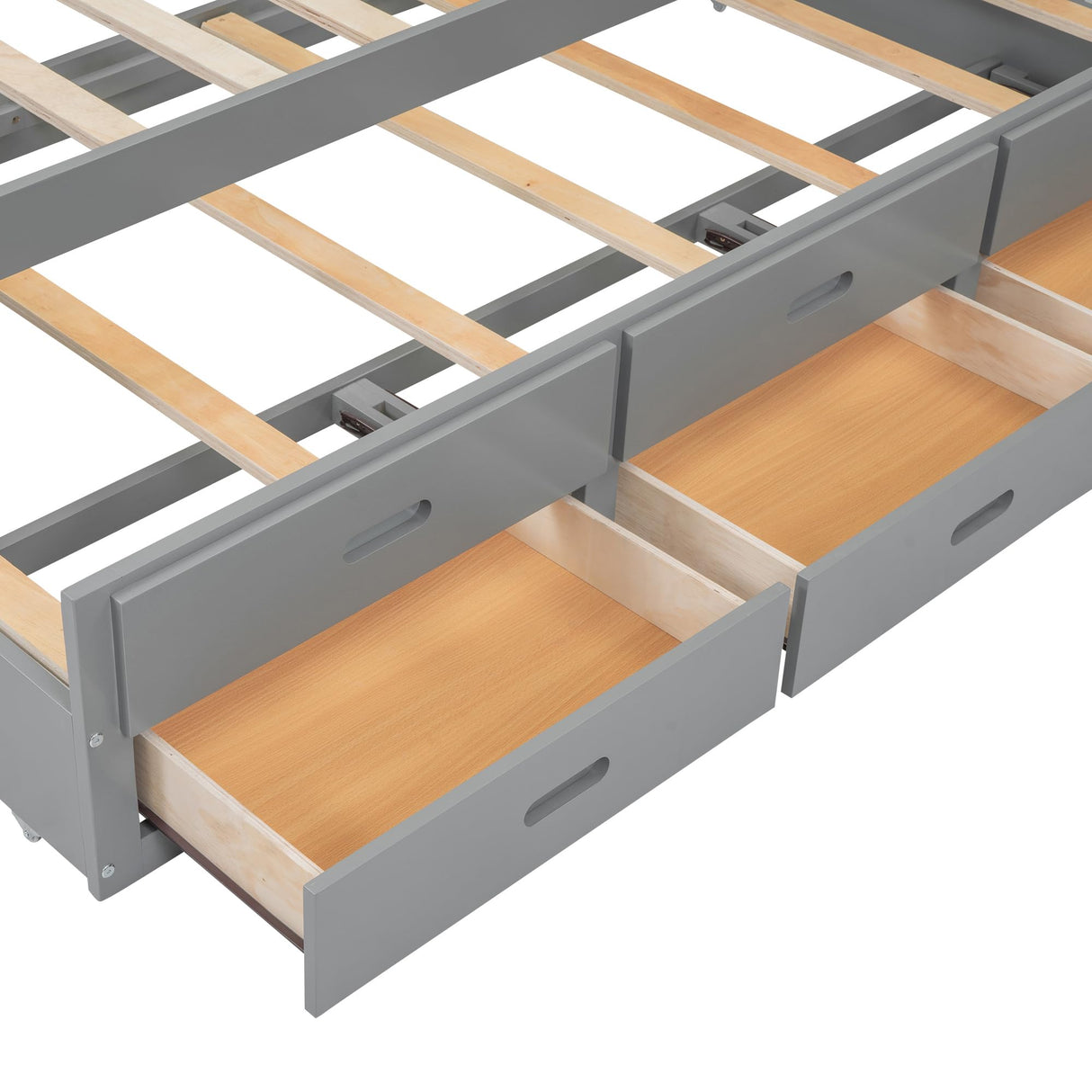 Harper & Bright Designs Grey Full Size Bed with Trundle, Bookcase Headboard, and USB Charging Station Harper & Bright Designs