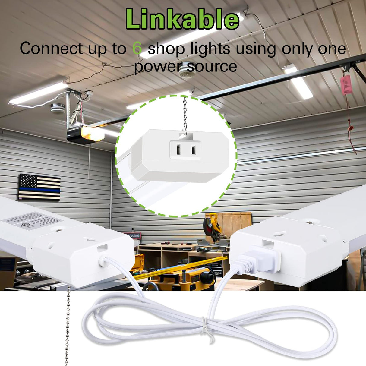 hykolity 4 Pack 4FT LED Shop Light, Linkable Utility Shop Lights, 42W, 5000K Daylight White Shop Light for Garages, Workshops,Hanging or FlushMount, hykolity