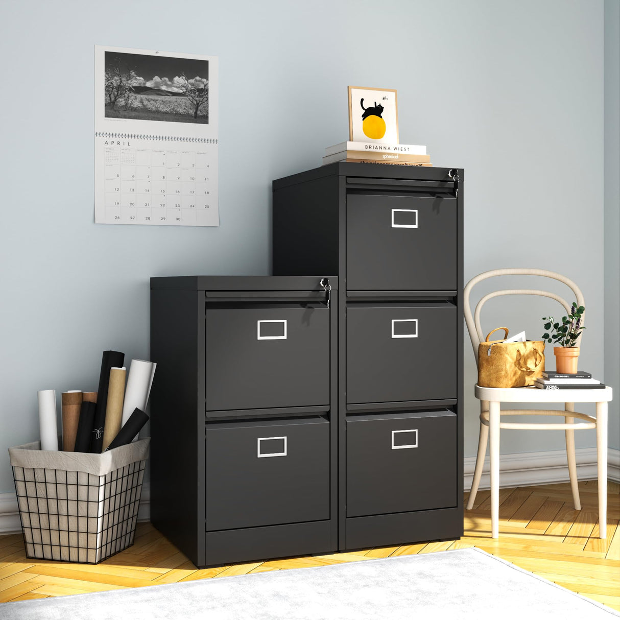 VIYET 2 Drawer and 3 Drawer File Cabinet,Metal Vertical File Cabinets with Lock for Home Office,Heavy Duty Office Steel Filing Cabinet for Hanging VIYET