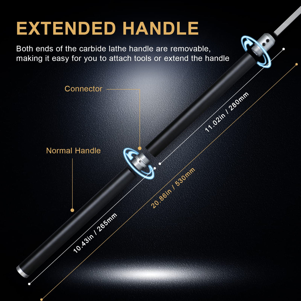 Carbide Lathe Tools, Wood Lathe Tools with Removable Handle, 【Latest Upgraded】Turning Tool with Adjustable Connector including Swan Neck Hollower, Feotvo