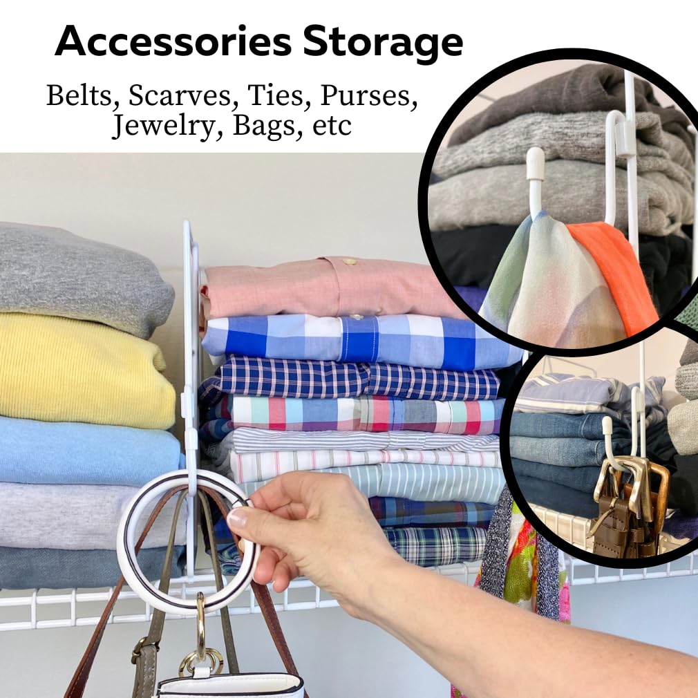 Evelots Wire Shelf Dividers 10 Pack with New Patent Pending Hooks for Extra Closet Storage & Organization for Home or Office -Tall Shelf Evelots