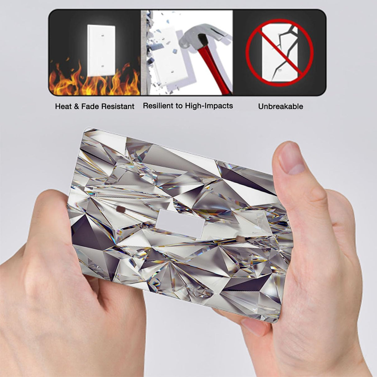 Moslion Diamond Shine 1-Gang Toggle Wall Plate 3D Shining Crystal Sparkle Light Switch Plug Covers Home Kitchen Bathroom Bedroom Decor Moslion