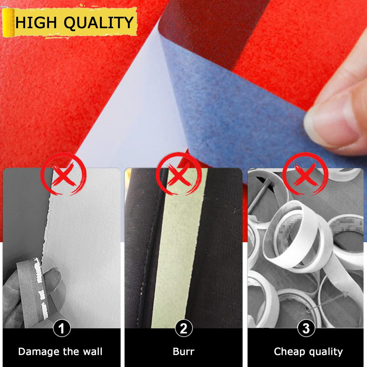 4PCS Premium Blue Painters Tape, Paint Tapes, Masking Tape for DIY Crafts & Arts, Painting Tape with Adhesive Backing, Easy Removal Painter's Wall SmaringRobot