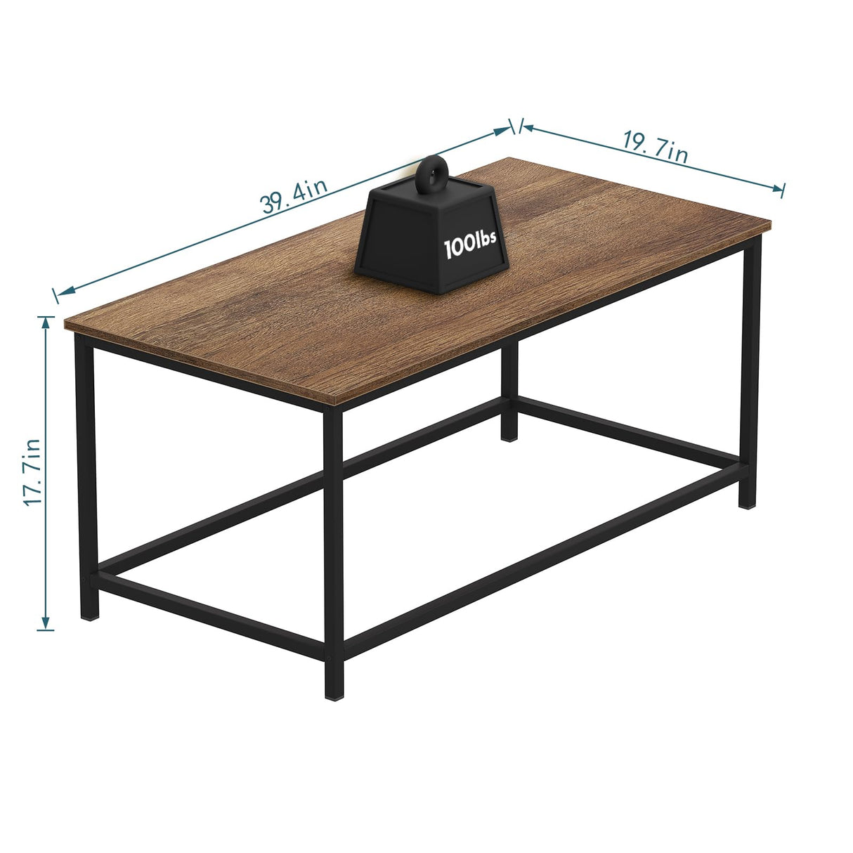 SAYGOER Coffee Table Simple Modern Rectangular Center Table Open Space Minimalist for Living Room Home Office Industrial Cocktail Tables, Dark Walnut SAYGOER