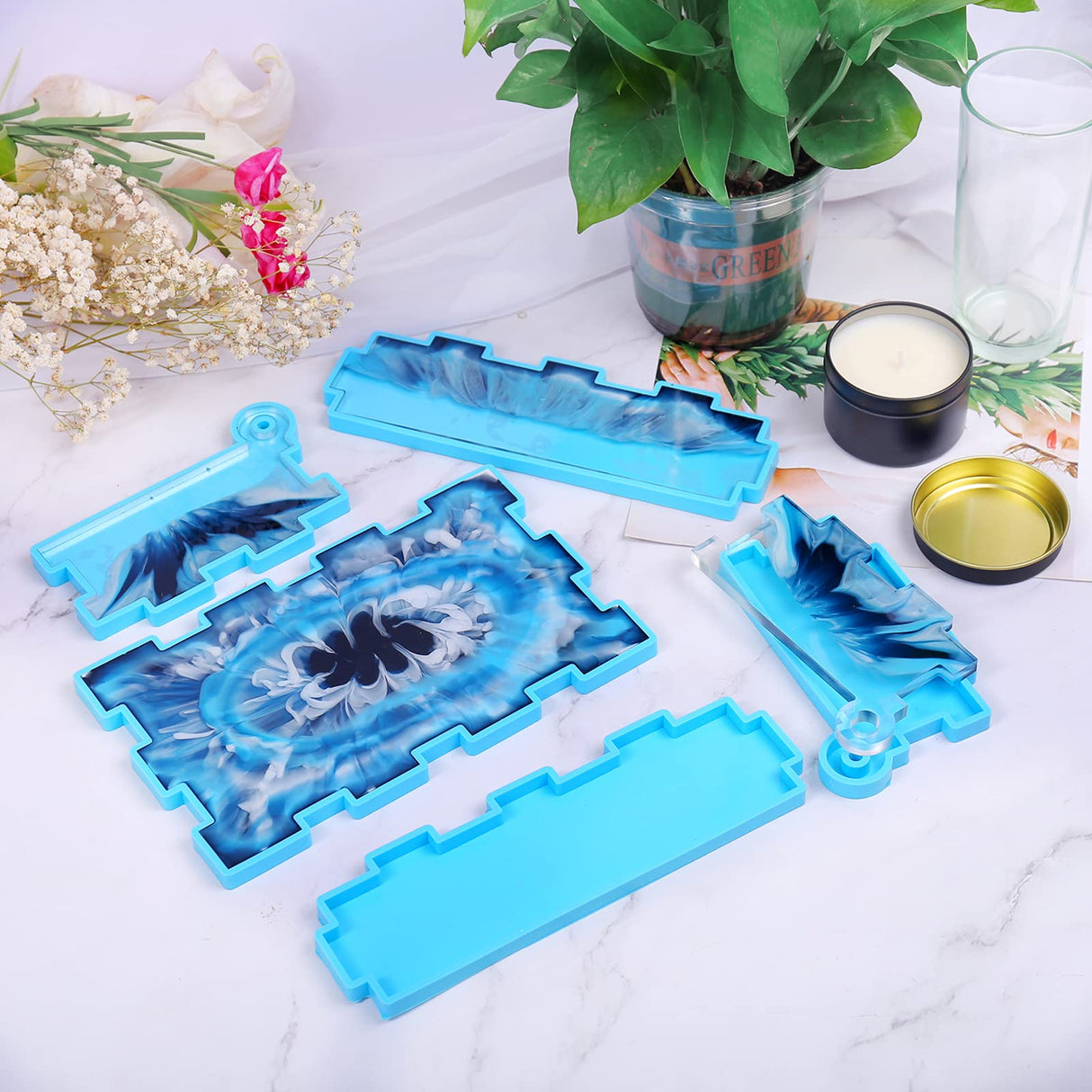 Resin Rectangle Box Mold, Epoxy Resin Silicone Large Storage Container with Lid Set Mould for Casting, Perfect for Dominoes Coffee Pod Jewelry Napkin IKEPAHOK