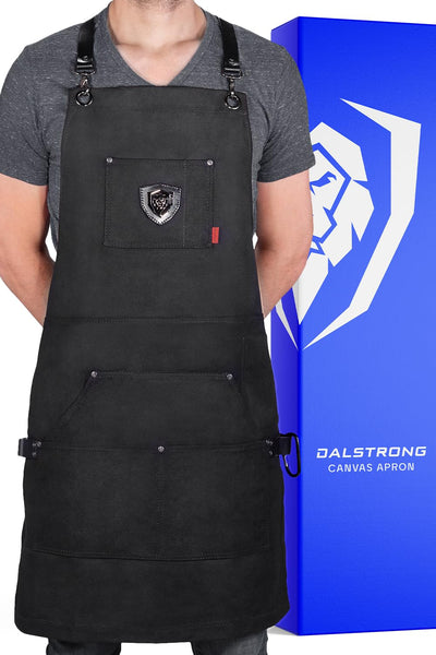 Dalstrong Professional Chef's Kitchen Apron - Sous Team 6" - Heavy Duty Waxed Canvas - 5 Storage Pockets + Towel & Tong Loop - Liquid Repellent