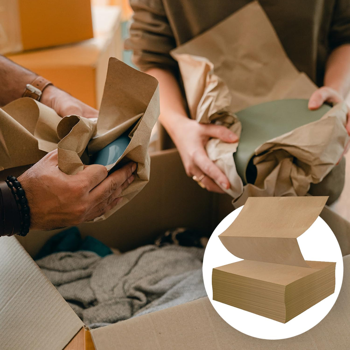 Elementree Packing Paper Sheets (1500 Count), Fanfold #35 Kraft Paper with 11" Perforations, Sustainable Shipping & Moving Supplies, Eco-Friendly - WoodArtSupply