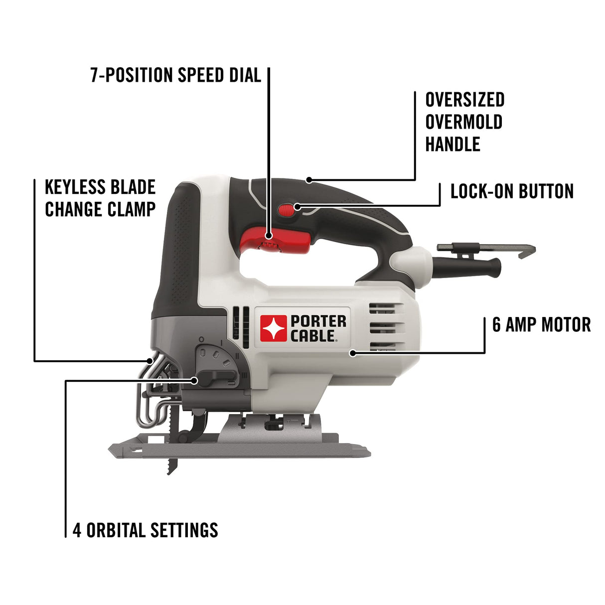 PORTER-CABLE Orbital Jig Saw, 6.0-Amp, Corded (PCE345) PORTER-CABLE