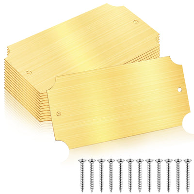 Yaocom 12 Pcs Name Plates Laser Engraved Brushed Solid Metal Plate Personalized Plaque Blank Custom Name Tag Frame Name Label with Adhesive Backing