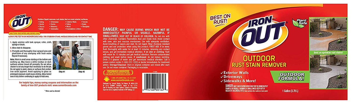 Iron OUT Liquid Rust Stain Remover, Pre-mixed, Quickly Removes Rust Stains from Concrete, Vinyl and Other Outdoor Surfaces, No Scrubbing, Safe to Iron OUT
