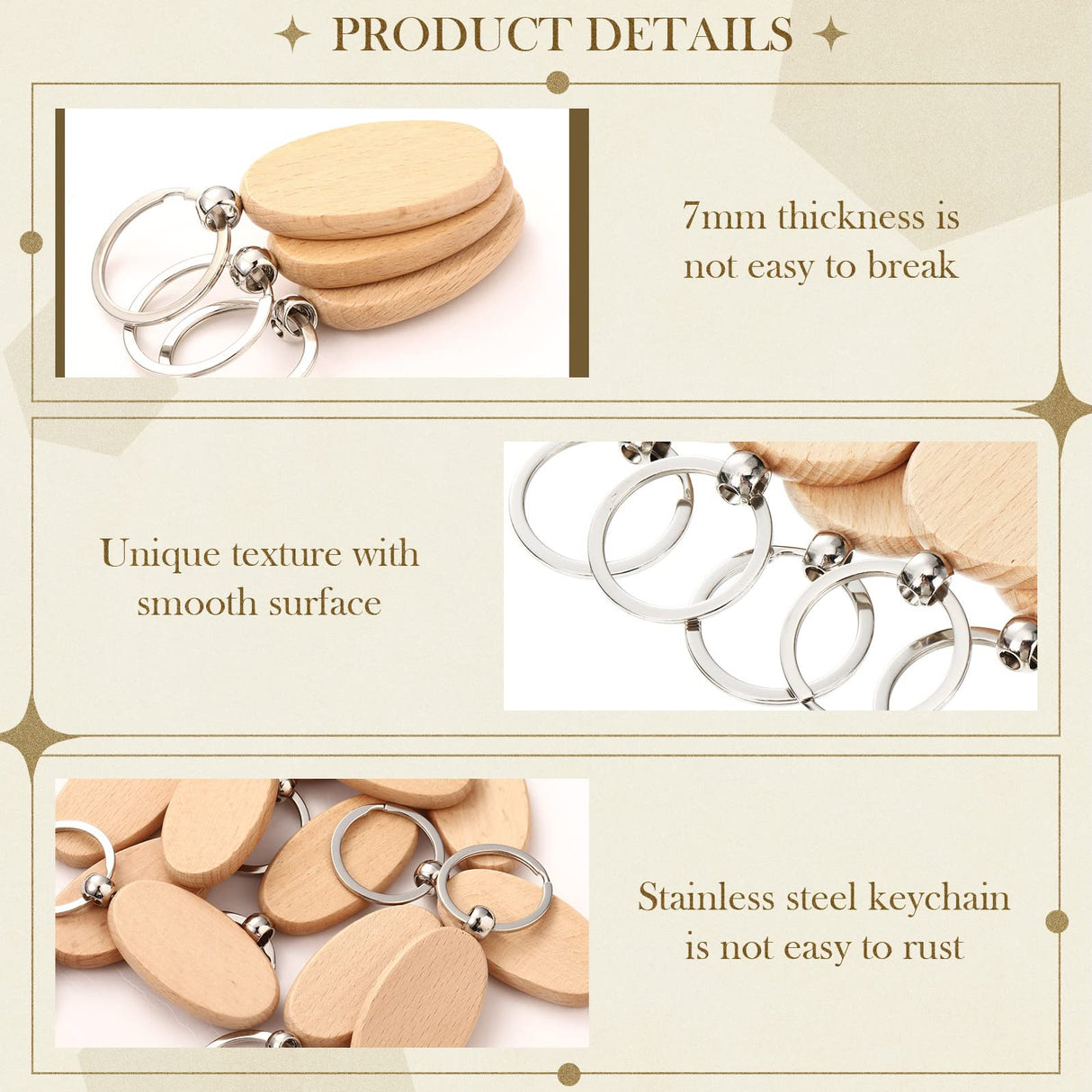 50 Pieces Wooden Keychain Blanks Laser Engraving Blanks Wood Blanks Key Chain Bulk Unfinished Wooden Key Ring Key Tag for DIY Gift Crafts (Oval) Yinkin